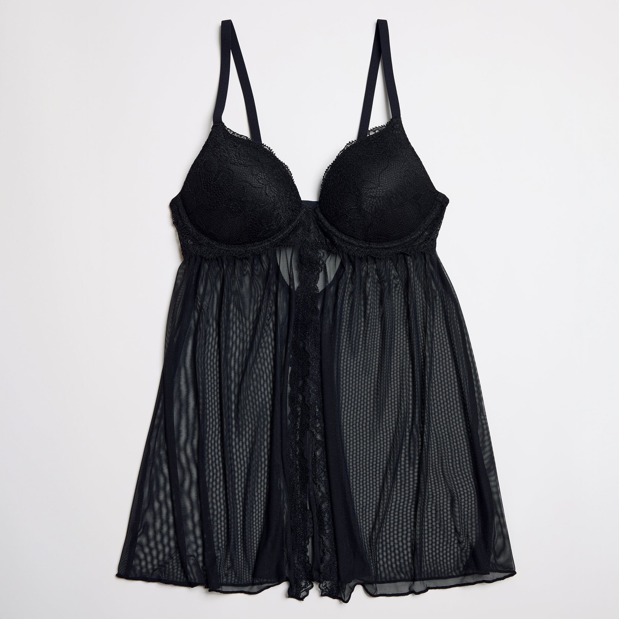 Lace Lift Up Babydoll Set Black - Image 9