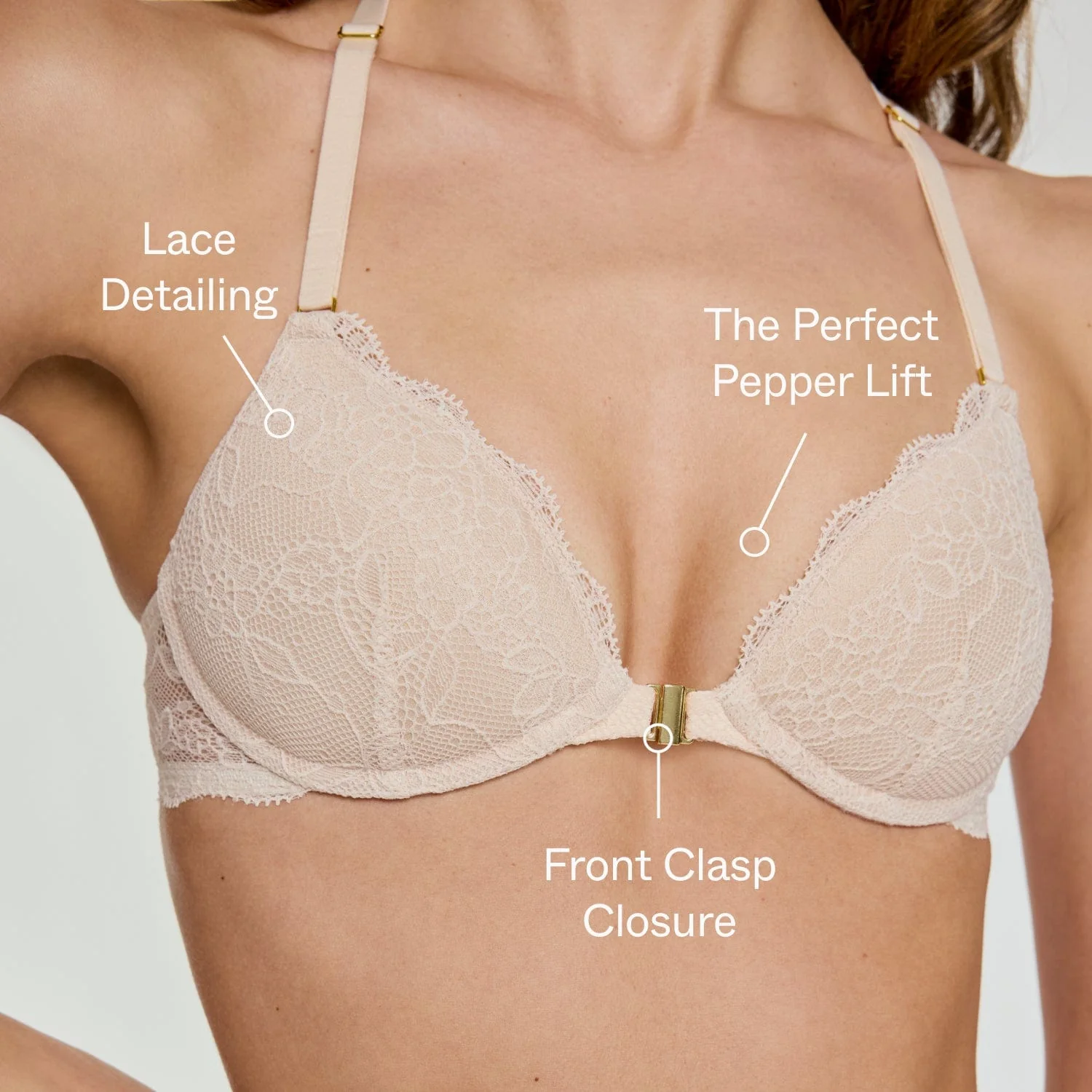 Lace Racerback Lift Up Bra Sand - Image 3