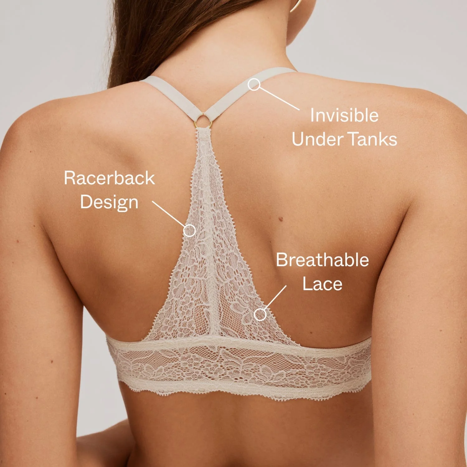 Lace Racerback Lift Up Bra Ecru - Image 4