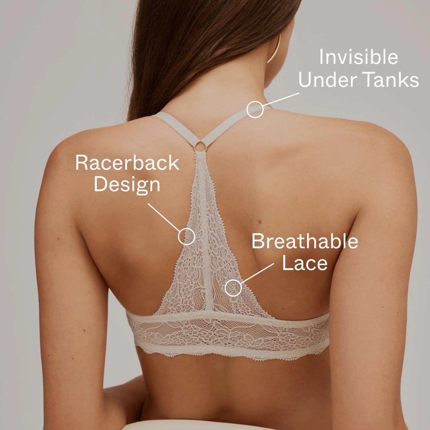 Lace Racerback Lift Up Bra Sand - Image 4