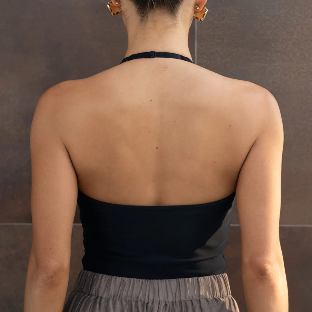 Plunge Halter Top Black - Image 4