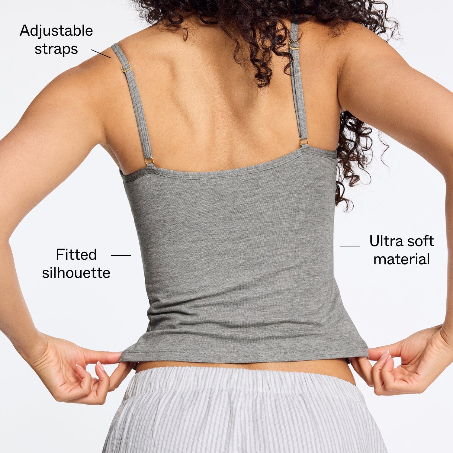 Supima® Cotton Cami Bra Heather Grey - Image 4