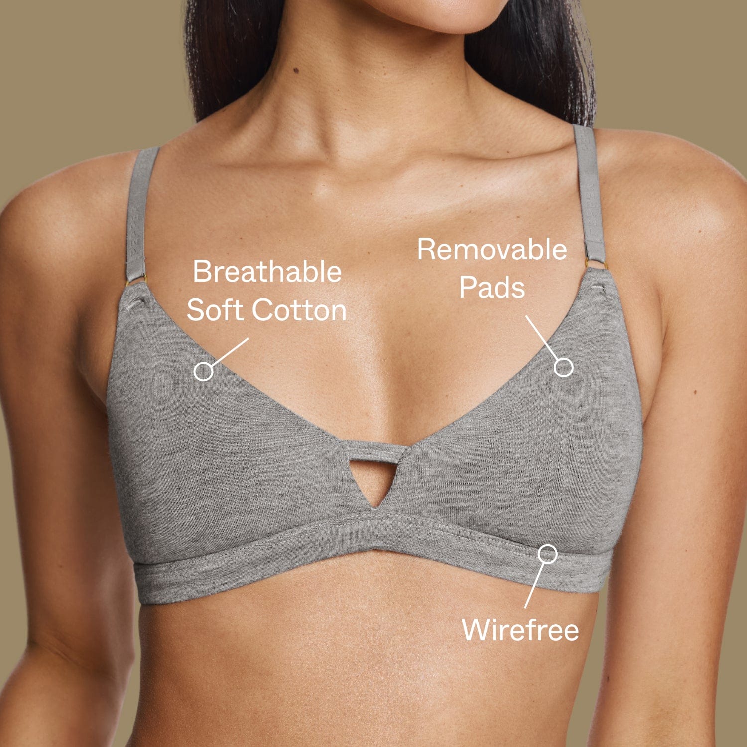 Supima® Cotton Wirefree Bra Heather Grey - Image 7