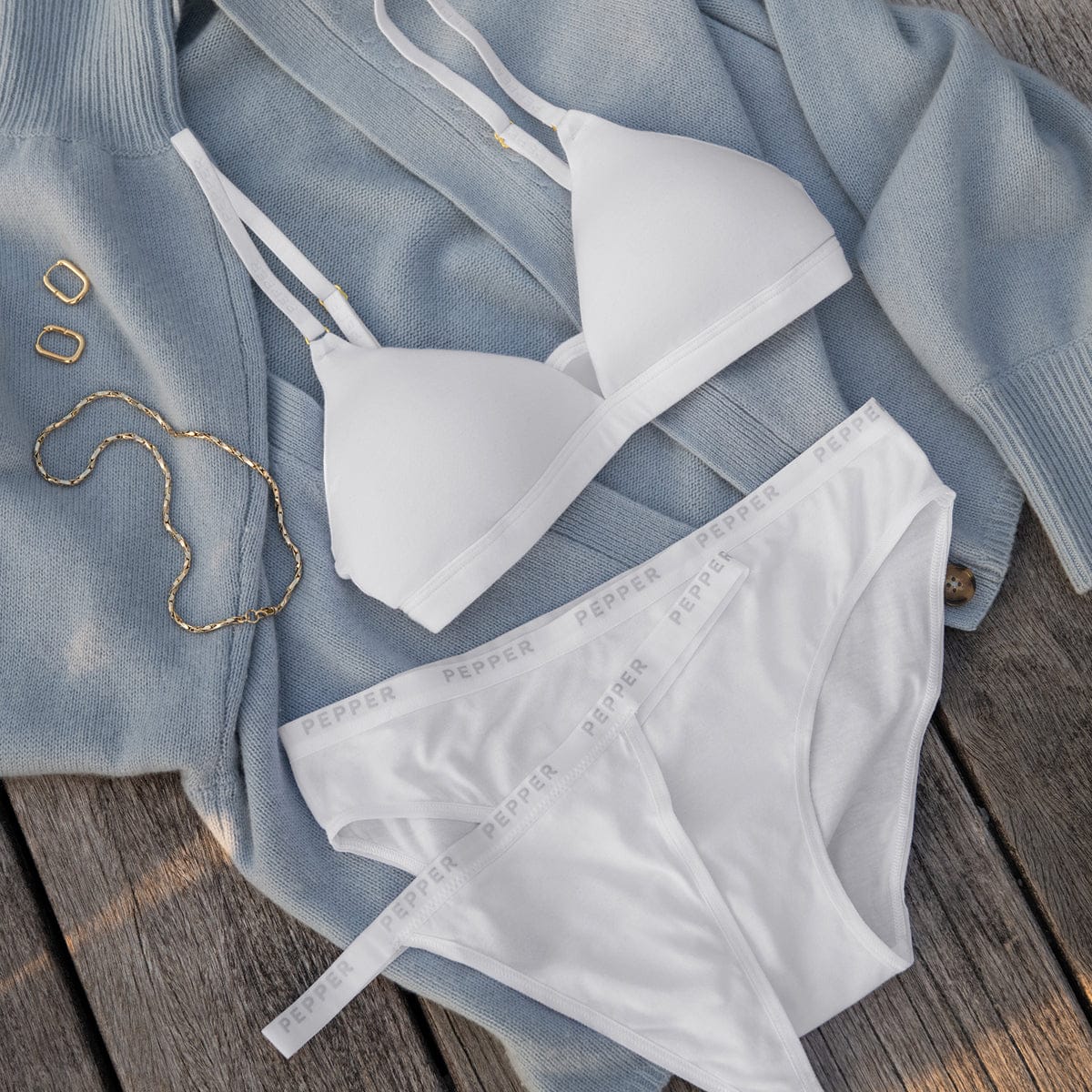 Supima® Cotton Wirefree Bra White - Image 5